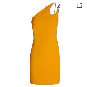 DAVID KOMA ONE-SHOULDER CADY MINI DRESS IN ORANGE sz UK 12